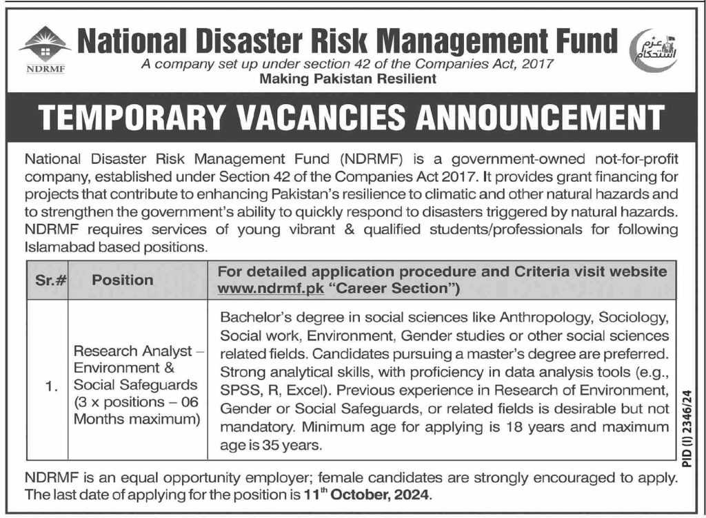 latest jobs in islamabad, jobs in islamabad, research positions at ndrmf 2024, latest jobs in pakistan, jobs in pakistan, latest jobs pakistan, newspaper jobs today, latest jobs today, jobs today, jobs search, jobs hunt, new hirings, jobs nearby me