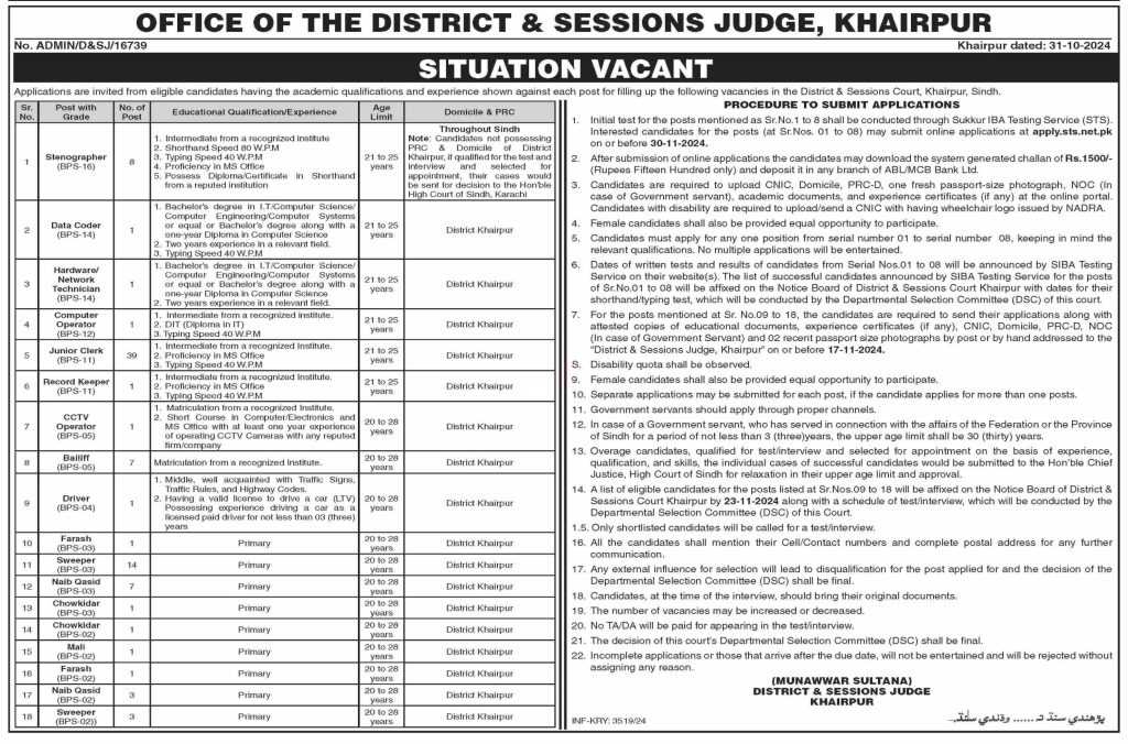 latest jobs in sindh, jobs in sindh, jobs at dist & session judge office khairpur 204, latest jobs in pakistan, jobs in pakistan, latest jobs pakistan, newspaper jobs today, latest jobs today, jobs today, jobs search, jobs hunt, new hirings, jobs nearby me,