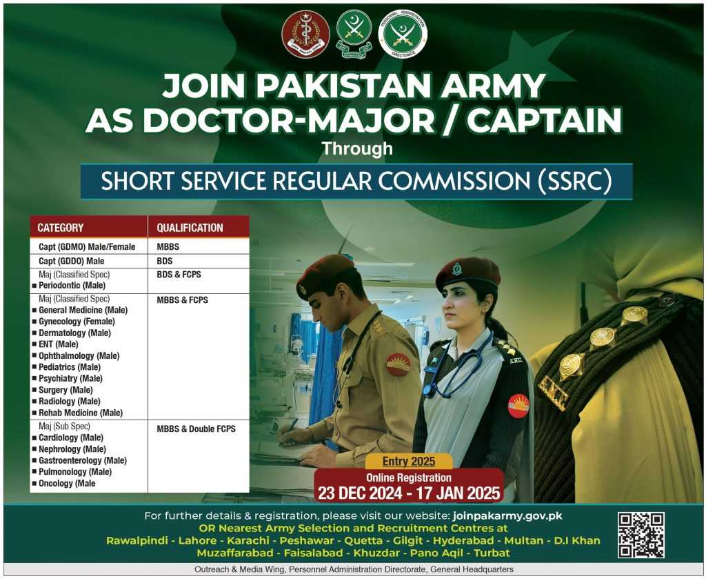 latest jobs in pak army, pak army jobs, join pak army, join pak army as doctor 2024,