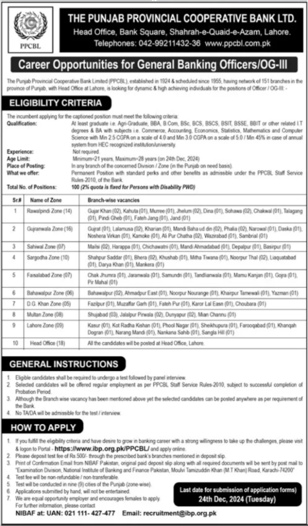 atest jobs in ppcbl, banking jobs, ppcbl careers, general banking officer jobs,