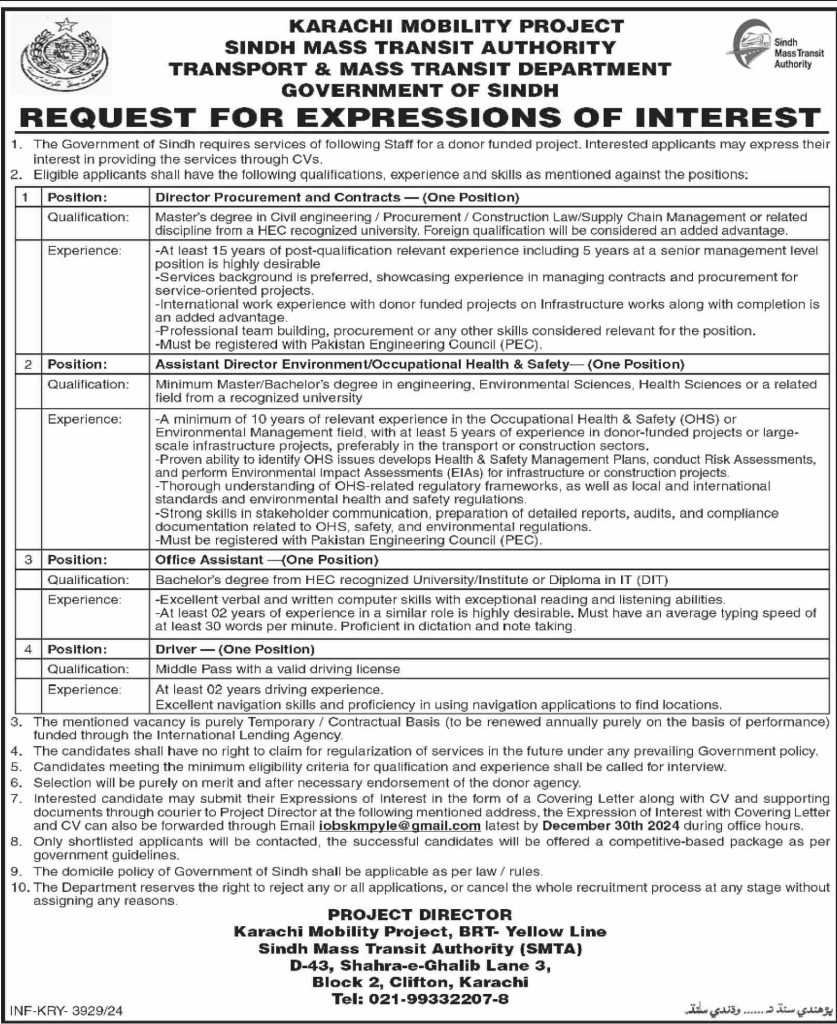 latest jobs in sindh, jobs in sindh, smta sindh careers 2024, sindh govt jobs,