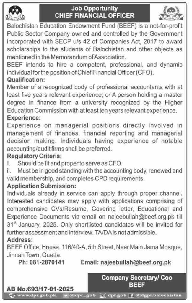 latest jobs in balochistan, job in balochistan, new job at beef balochistan 2025, 