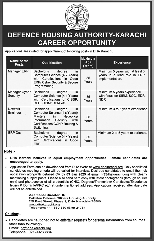 Latest Jobs at NUMS & DHA Karachi 2025 Latest Jobs In Pakistan